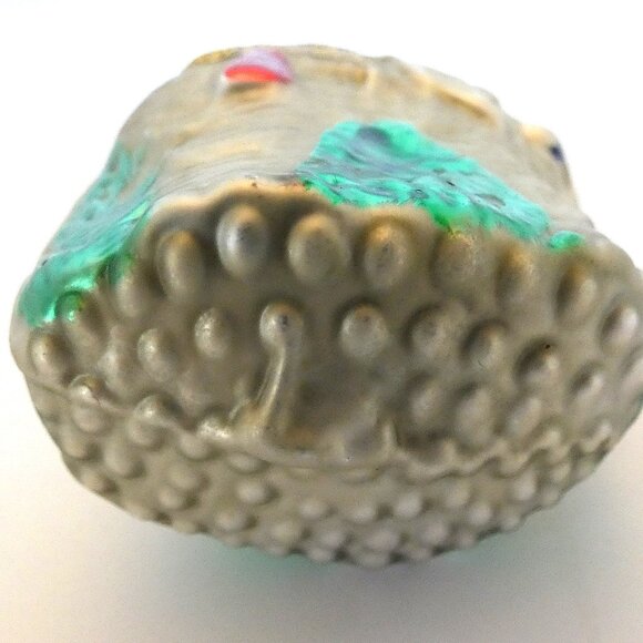 Vintage Blown Glass Elephant Ornament Silver Red Green Gold Glitter West Germany - Picture 5 of 8